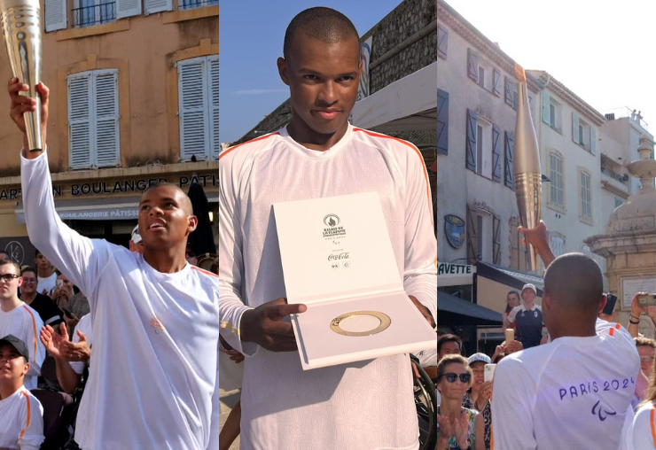 Arthur Bellitto, porteur de la flamme paralympique à Antibes Juan-les-Pins